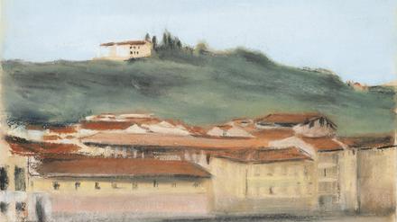 Max Liebermanns Bild „Monte Oliveto Florenz (Dächer in Florenz)„, 1902, Pastell auf Papier.