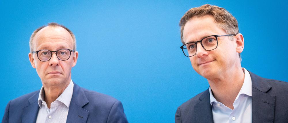 CDU-Chef Friedrich Merz (links) und Generalsekretär Carsten Linnemann.