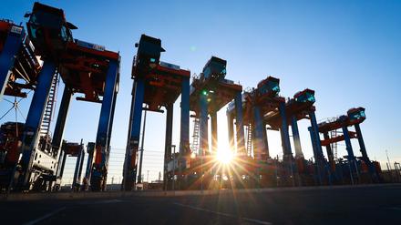 Containerterminal Burchardkai im Hamburger Hafen. Die deutsche Wirtschaft ist 2022 gewachsen.