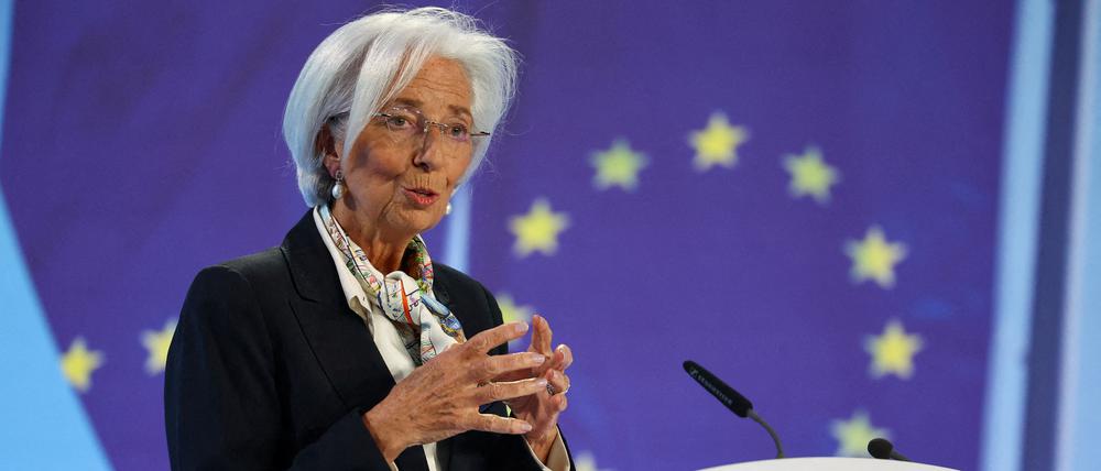 EZB-Präsidentin Christine Lagarde auf einer Pressekonferenz der EZB Anfang März.