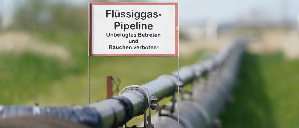 Die Flüssiggas-Pipeline am Brunsbütteler LNG-Terminal