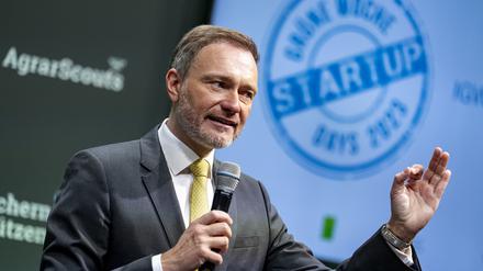 Christian Lindner (FDP), Bundesfinanzminister, spricht auf der Internationalen Grünen Woche (IGW) zur Eröffnung der Start-up-Days.