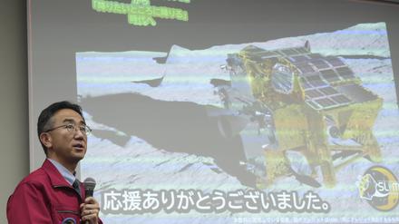 Slim-Projektleiter Shinichiro Sakai bei einer Präsentation am 25. Januar.