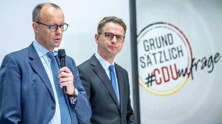 CDU-Chef Friedrich Merz und sein Generalsekretär Carsten Linnemann.