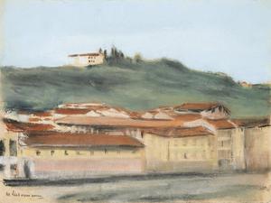 Max Liebermanns Bild „Monte Oliveto Florenz (Dächer in Florenz)„, 1902, Pastell auf Papier.