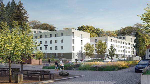 So soll das Wohnheim für 423 Studierende auf dem Campus Golm der Universität Potsdam aussehen.