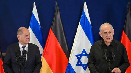 Bundeskanzler Olaf Scholz und der israelische Ministerpräsident Benjamin Netanjahu. 
