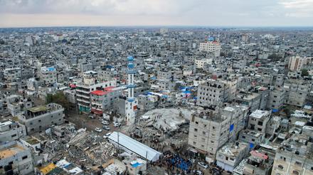 Eine Luftaufnahme von Rafah im Sden des Gazastreifens.