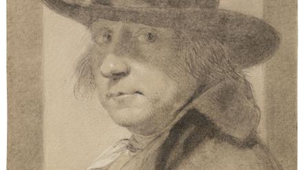 Das Selbstporträt von Wybrand Hendriks (1744-1831) stammt aus einer privaten belgischen Sammlung und hängt am Stand von Onno van Seggelen.