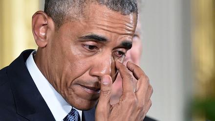 US-Präsident Barack Obama bei seiner Ankündigung gegen Waffengewalt in den USA vorzugehen.