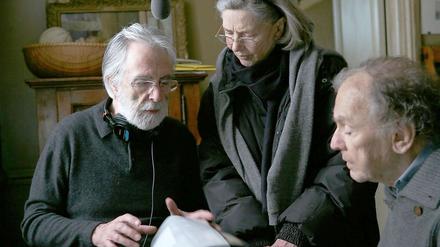 Das Drama "Liebe" ging als Favorit ins Rennen um den Europäischen Filmpreis. Regisseur Michael Haneke mit seinen Hauptdarstellern. 