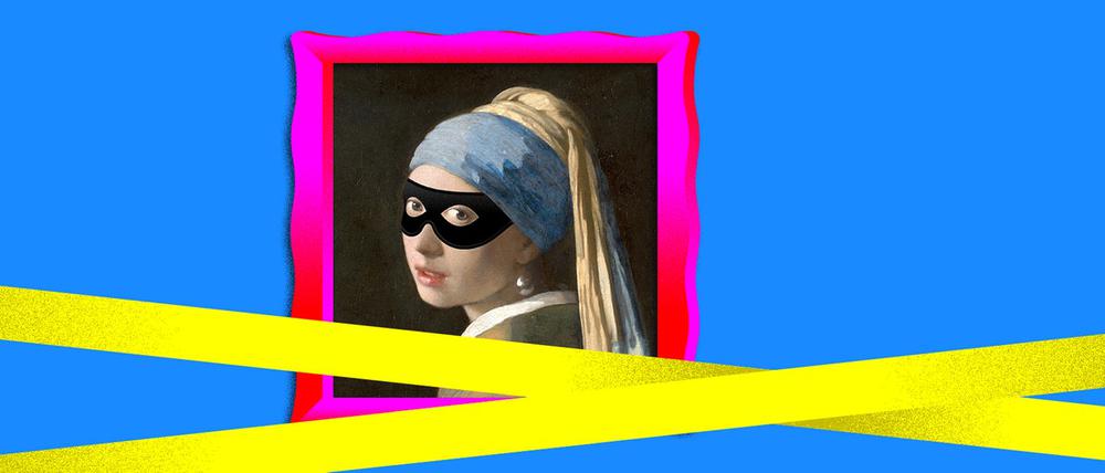 Vermeers „Mädchen mit dem Perlenohrring“ macht Werbung für die neue Podcast-Serie „Tatort Kunst“ bei Deutschlandfunk.