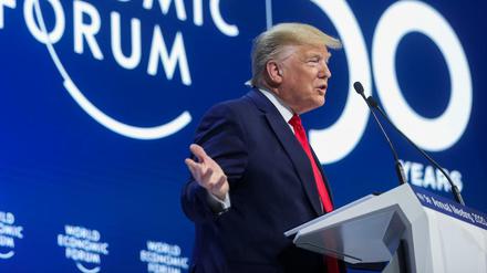 Fokus auf die US-Wirtschaft: Präsident Trump bei seiner Rede in Davos