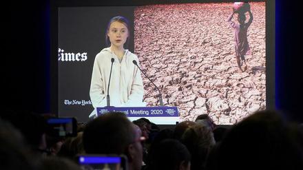 Klimaaktivistin Greta Thunberg spricht auf dem Weltwirtschaftsforum in Davos