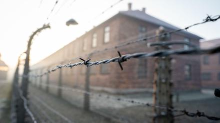 Raureif ist am frühen Morgen auf der Stacheldrahtanlage des früheren Konzentrationslagers Auschwitz I zu sehen.