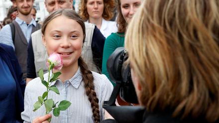 Greta Thunberg am Freitag bei einer Klimademo in Wien.