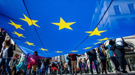 Pro EU. In Brüssel gingen vor knapp zwei Jahren Menschen vor der Europawahl auf die Straße. 