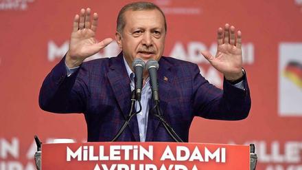 Recep Tayyip Erdogan, Präsident der Türkei, bei einem Wahlkampfauftritt.