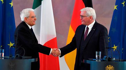 Hoffen auf gute Zusammenarbeit: Bundespräsident Frank-Walter Steinmeier und der italienische Präsident Sergio Mattarella.