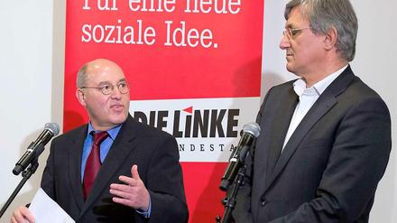 Führungskräfte der Linken: Fraktionsvorsitzender Gregor Gysi (l), und der Parteivorsitzende Bernd Riexinger.