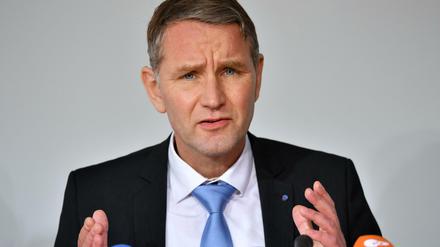 Der Thüringer AfD-Chef Björn Höcke bei einer Pressekonferenz in Erfurt.