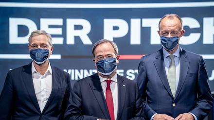 Die drei Kandidaten für den Bundesvorsitz der CDU: Norbert Röttgen (l), Armin Laschet (M) und Friedrich Merz (r).