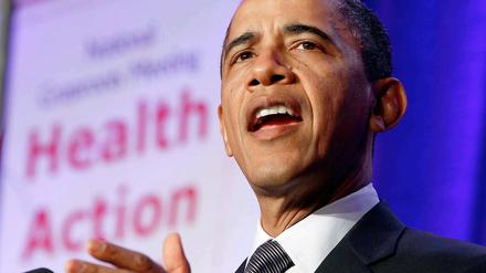 US-Präsident Barack Obama sprich auf einer Konferenz zum Thema Gesundheitswesen.