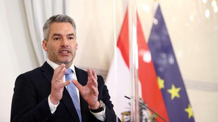 Österreichs Kanzler Karl Nehammer bei einer Pressekonferenz am 16. Januar 