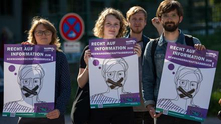 Protest gegen den Paragrafen 219a vor dem Ärztetag in Thüringen im vergangenen Jahr