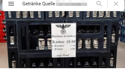 Getränkemarkt verkauft „Deutsches Reichsbräu“ für 18,88 Euro.