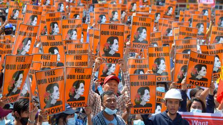 Demonstration für die Freilassung von Myanmars abgesetzter Regierungschefin Aung San Suu Kyi