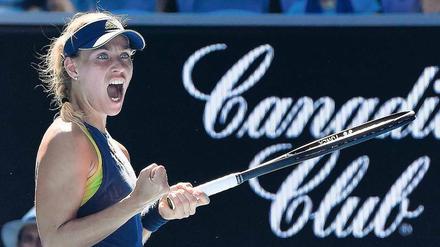 Schreien für den Sieg. Angelique Kerber will die Australian Open am liebsten ein zweites Mal gewinnen. Dazu muss sie erstmal Maria Scharapowa schlagen.