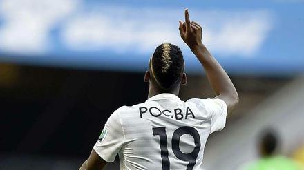 Torschütze Paul Pogba jubelt über seinen Treffer gegen Nigeria, der für Frankreich den Einzug ins Viertelfinale dieser WM bedeutet.