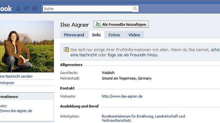Freundschaft gekündigt: Ilse Aigner hat ihr Facebook-Profil inzwischen gelöscht, unter anderem weil sie mit den Datenschutzbestimmungen nicht einverstanden ist.
