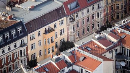 Wohnhäuser in Berlin-Mitte, vom Berliner Fernsehturm aus gesehen.