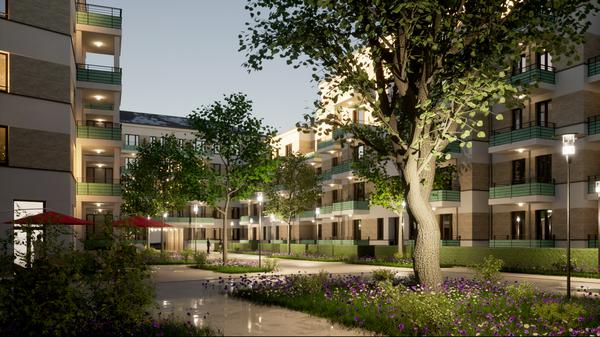 Auf rund 22.330 Quadratmeter Grundstücksfläche realisiert die WvM Berlin ein neues Wohnquartier mit ca. 300 Wohnungen in Karlshorst.