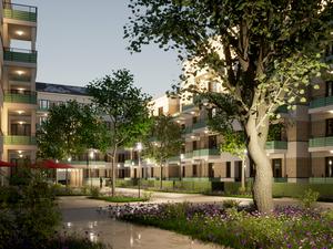 Auf rund 22.330 Quadratmeter Grundstücksfläche realisiert die WvM Berlin ein neues Wohnquartier mit ca. 300 Wohnungen in Karlshorst.