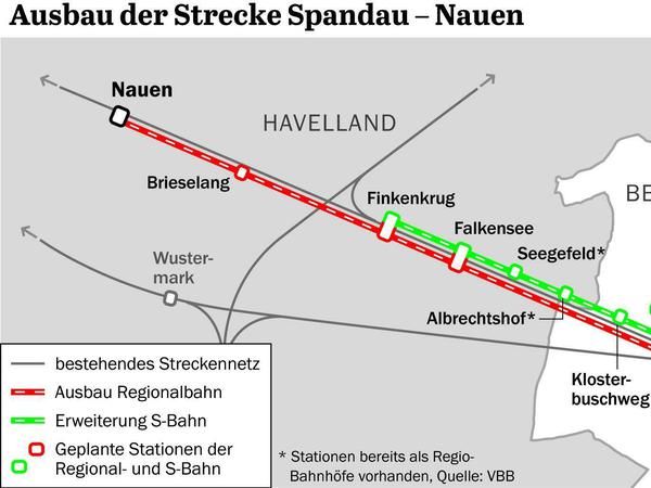 So soll der Bahnverkehr von Spandau nach Brandenburg erweitert werden.