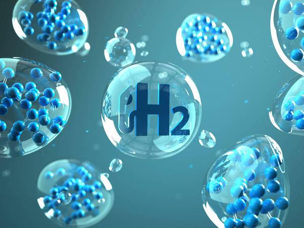 Flüchtiger Anblick: Darstellung von Wasserstoffmolekülen. H2 lässt sich mit Energie produzieren - und vertanken.