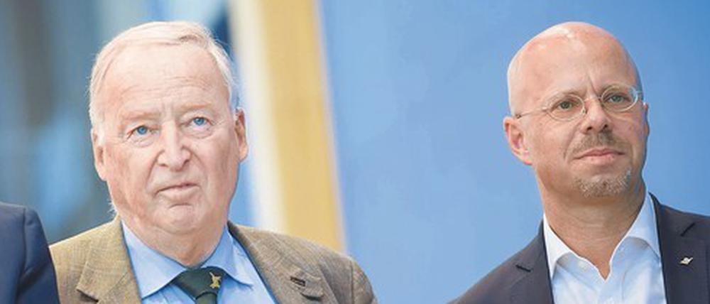 Vater und Ziehsohn? Alexander Gauland (links) überließ mit seinem Wechsel in den Bundestag seinem Kronprinzen Andreas Kalbitz (rechts) die AfD in Brandenburg. 