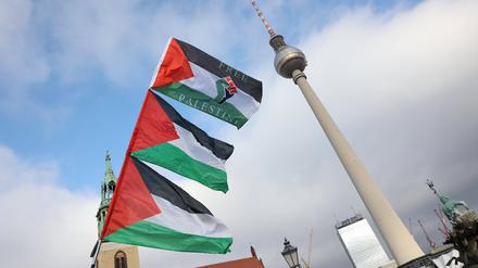 27.01.2024, Berlin - Deutschland. Demo für Palästina am Alexanderplatz. *** 27 01 2024, Berlin Germany Demonstration for Palestine at Alexanderplatz
