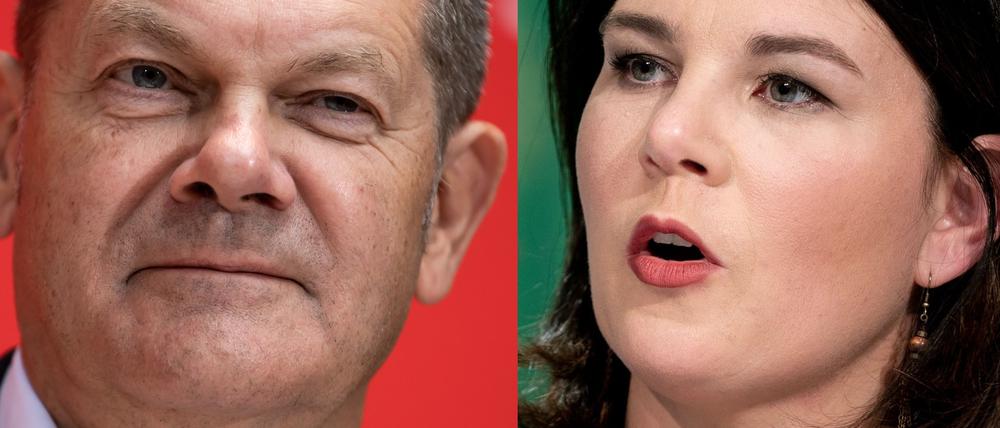 Olaf Scholz (SPD) und Annalena Baerbock (Grüne) - Kanzlerkandidaten für die Bundestagswahl 2021 im Wahlkreis 61 in Potsdam