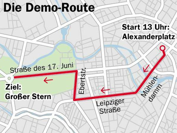 Route der "Unteilbar"-Demo (anklicken zum Vergrößern).