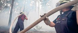 Eine riesige Rauchwolke steigt über dem Waldgebiet auf, in dem rund 600 Feuerwehrmänner gegen die Flammen kämpften.