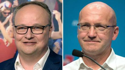 "heute-show"-Moderator Oliver Welke (links) und AfD-Politiker Dieter Amann.