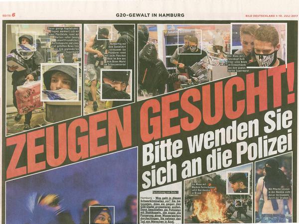 Die "Bild"-Zeitung vom Montag, auf der Titelseite steht in Großbuchstaben: "Gesucht!"