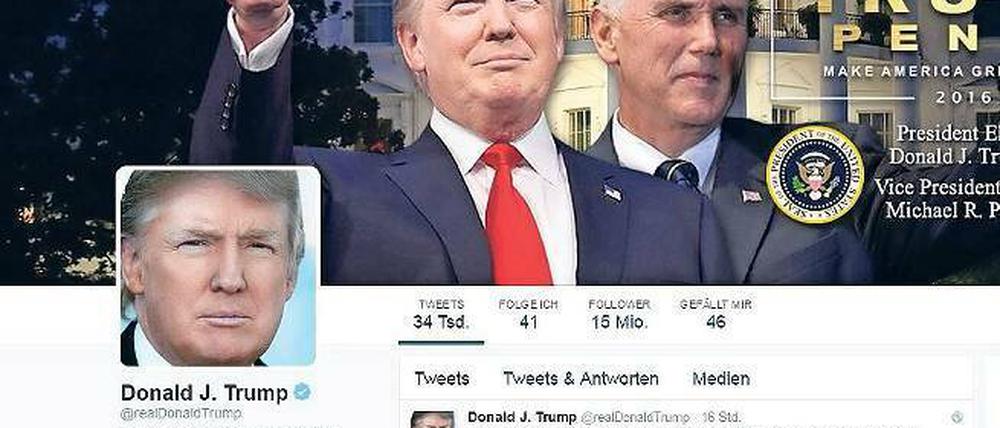 Der künftige US-Präsident Donald Trump twittert gern und viel. 15 Millionen Menschen folgen ihm dabei.