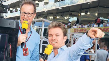 Ein ungewohntes Bild: 21 Jahre lang war Ex-Weltmeister Niki Lauda der Formel-1-Experte an der Seite von RTL-Moderator Florian König (links). Mit Beginn der neuen Saison teilen sich Nico Rosberg (rechts) und Timo Glock diese Aufgabe. 