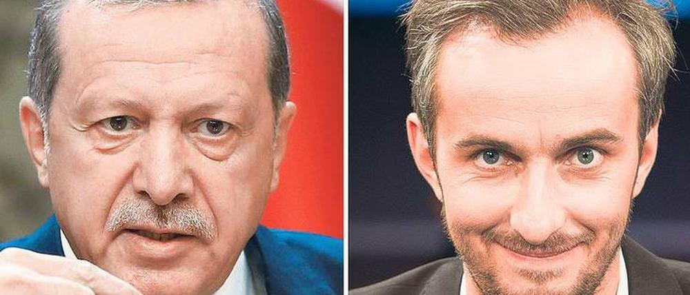 Treffen sich - indirekt - mal wieder vor Gericht: Recep Tayyip Erdogan (links) und Jan Böhmermann