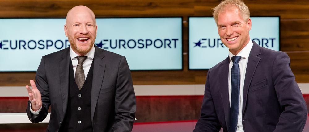 Das neue Eurosport-Expertenteam mit Matthias Sammer und Jan Henkel.